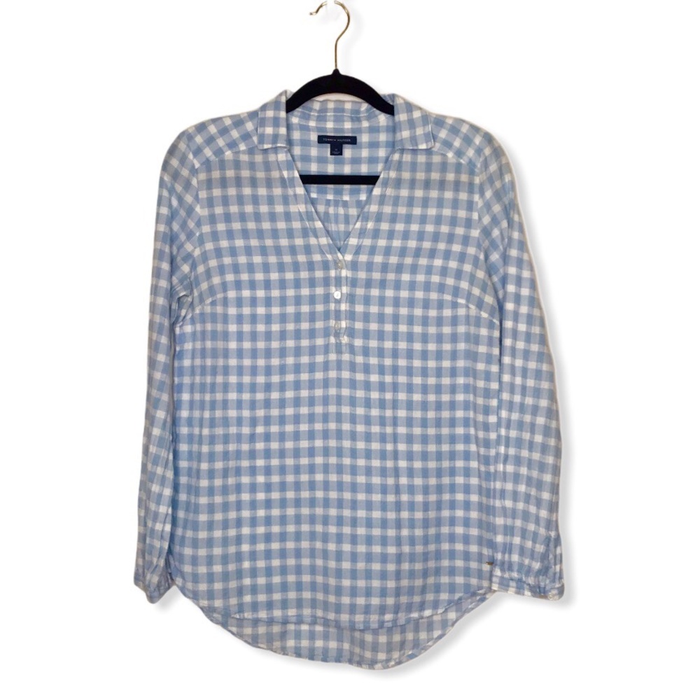 Tommy Hilfiger-Blue & White checked Blouse-Sz Med.